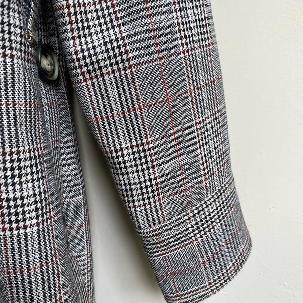 SELF PORTRAIT Houndstooth Back Sleeve Slit Cropped Blazer Size Small - Picture 9 of 10